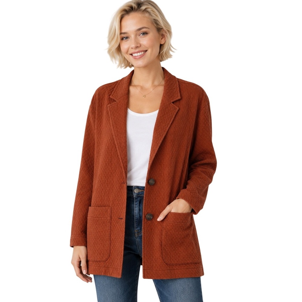 Madewell Diamond Jacquard Shaw Blazer in Stained Mahogany Size Medium